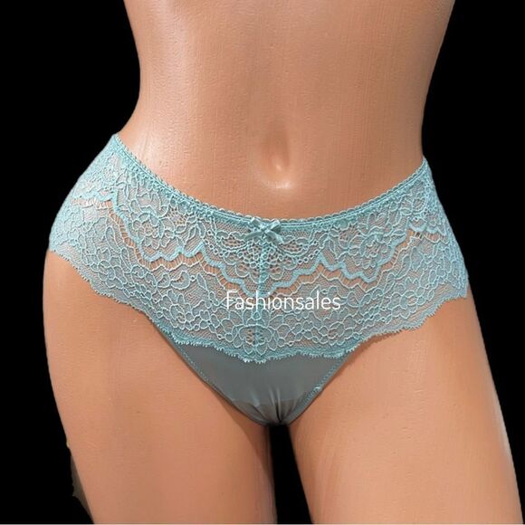 Victorias Secret Dream Angels Wide Side Lace Satin Thong panty Sage Small New - Picture 1 of 5